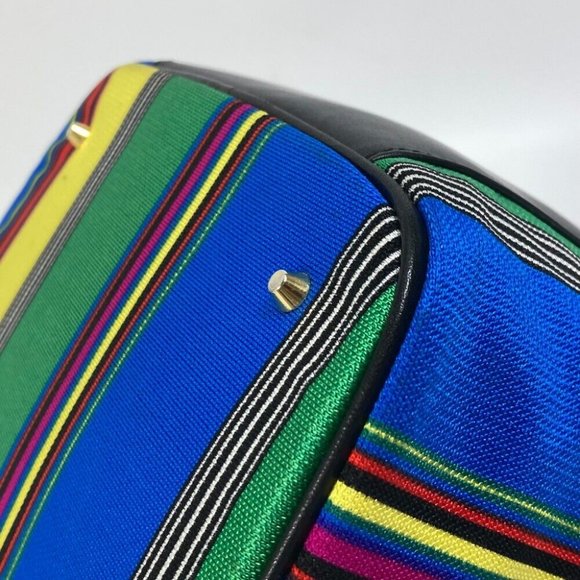 VERSACE vintage stripe Hand Bag pouch with mirror Vanity bag Multicolore - Picture 5 of 16